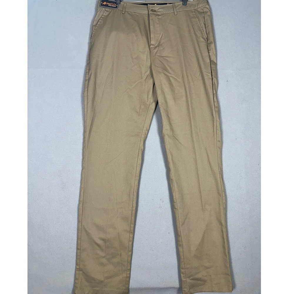 NEW Architect Active Flex Pants Mens 36 Khaki Tan Slim Fit Tapered Leg Chino